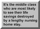 It's the middle class who are most likely to see their life savings destroyed by a lengthy nursing home stay.